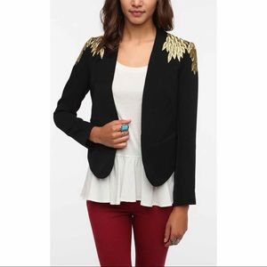 [Sparkle & Fade] black blazer gold embroidery